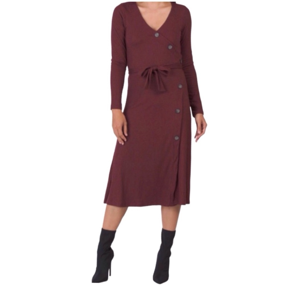 MNG Casual Long Sleeve Ribbed Dress (NWT) (Size: XS/4)